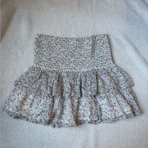 Floral Mini Skirt with Ruffles